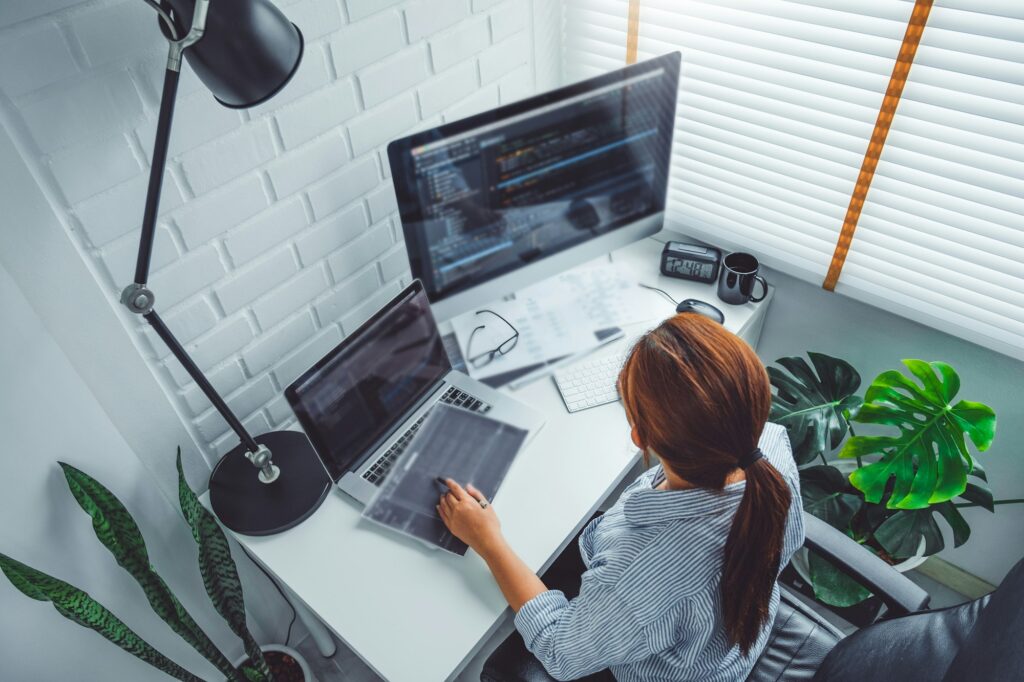 Developing programmer Development Website design and coding technologies working at home